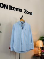 Ralph Lauren Style Striped Shirt SKY BLUE AND RED - Image 2
