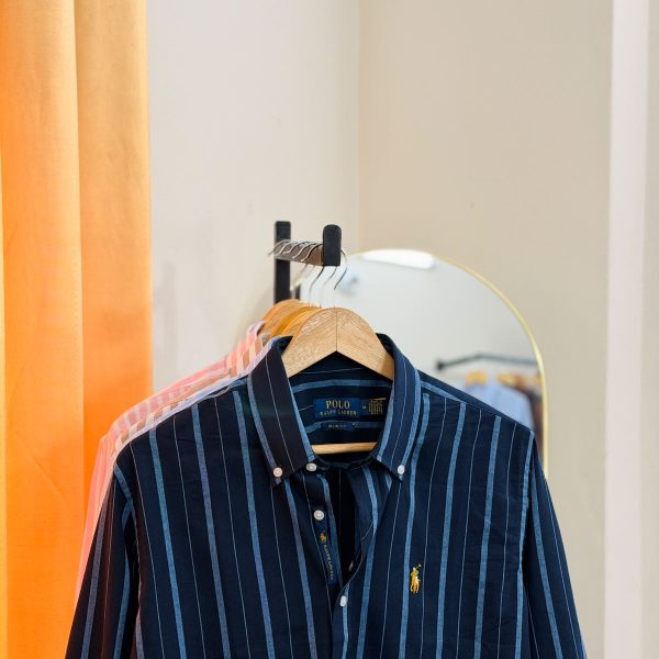 Ralph Lauren Style Striped Shirt  Navi Blue